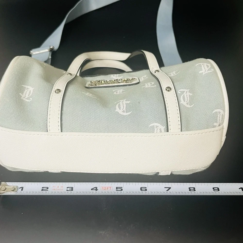 Juicy Couture Denim Logo Queen Of Everything Mini Barrel Bag Crossbody Strap